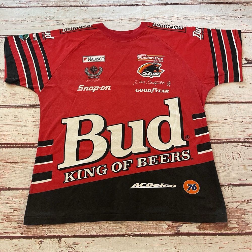 Vintage 90s Y2K Snap On Bud Dale Earnhardt Racing Shirt‎ SZ XL EUC USA Beer HTF